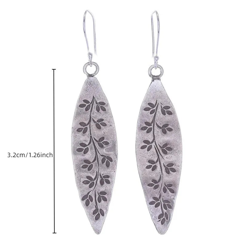 Boucles d'oreilles rétro bohémiennes en forme de feuille