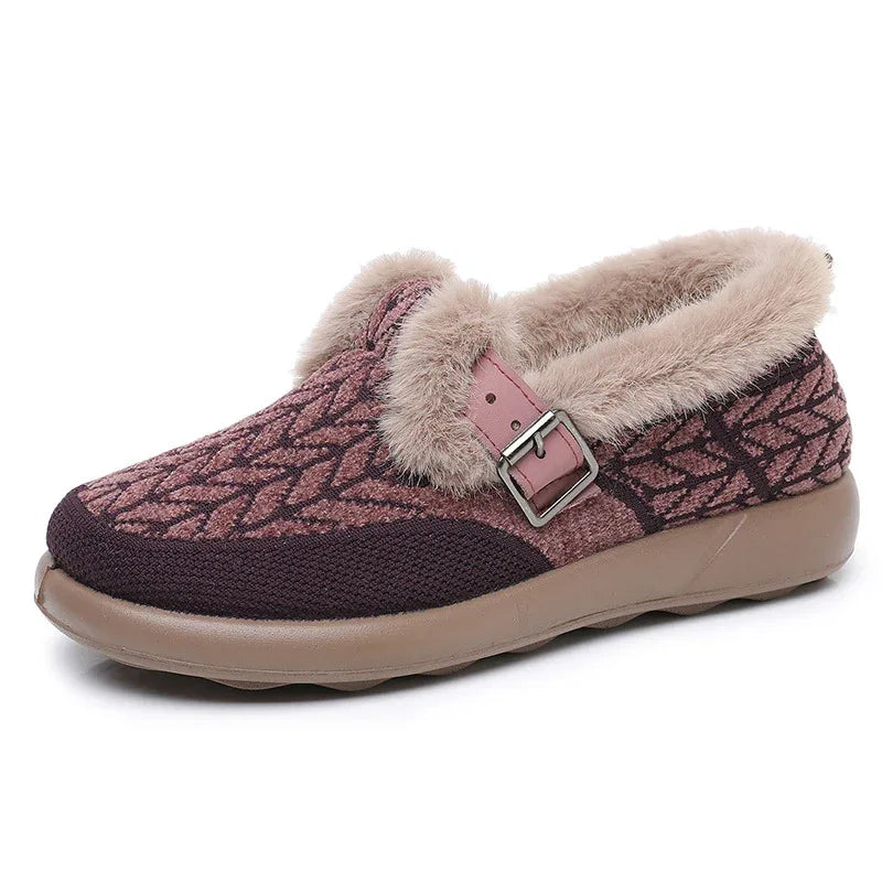 Chaussures d'hiver en coton doublées polaire extra-épaisses et isolantes pour femmes
