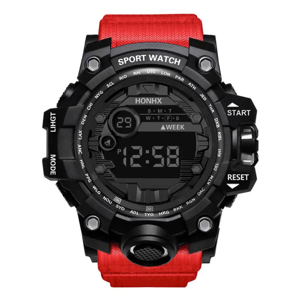 Montre numérique électronique lumineuse multifonctionnelle de sport étanche pour hommes