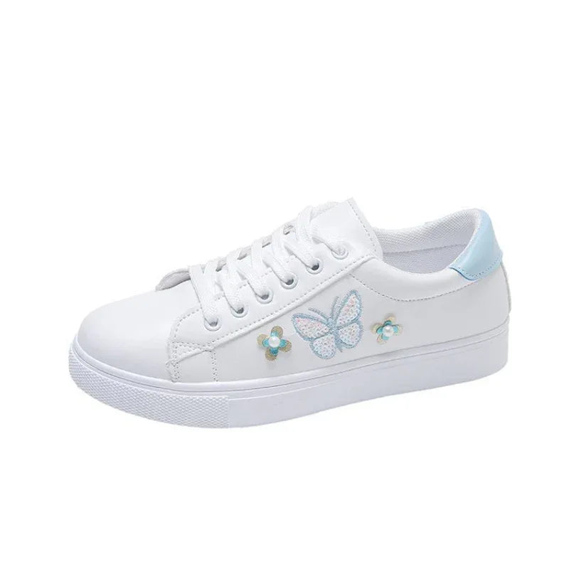 Damen Flache Low-Top Schmetterling-Sneaker