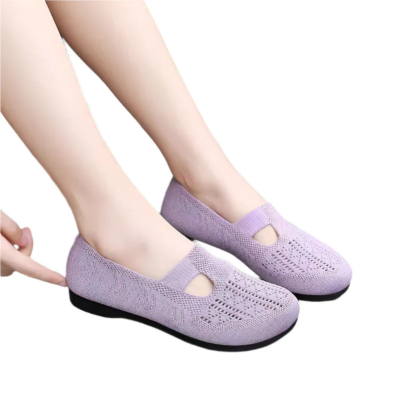 Chaussures plates en maille respirante pour femme Mocassins légers d'été