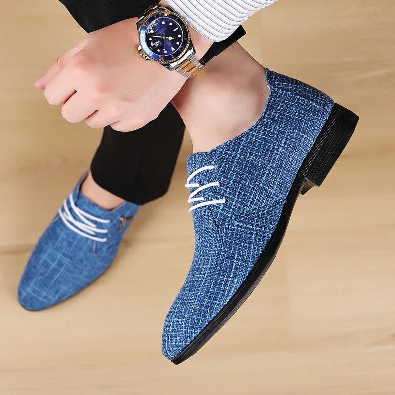 Chaussures en lin pointues respirantes pour hommes