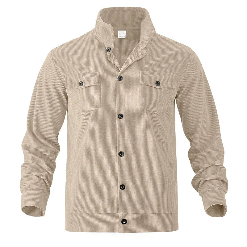 Veste Homme Col Montant Manches Longues Multi-Poches Simple et Polyvalente