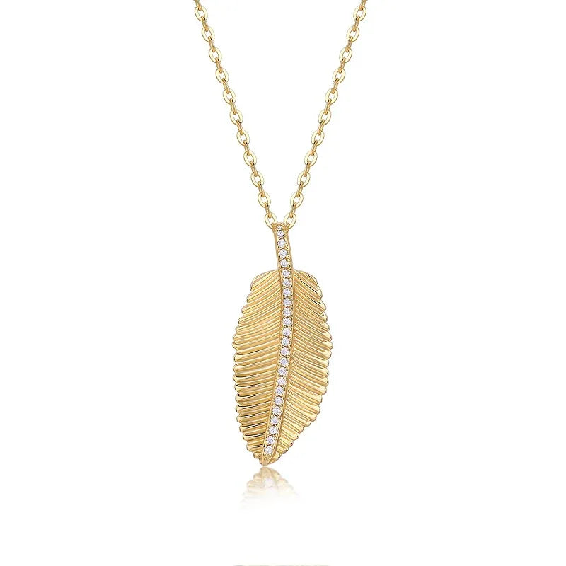 Pendentif feuille tombée Moissanite qualité supérieure Étoile SS925 en argent et plaqué or