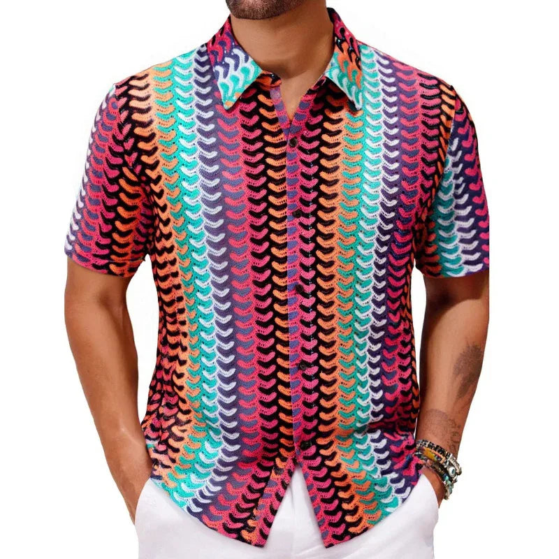 Chemise d'été colorée et respirante à manches courtes pour homme