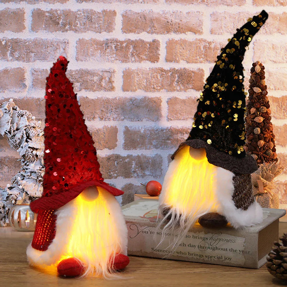 Poupées de Noël décoratives lumineuses et scintillantes