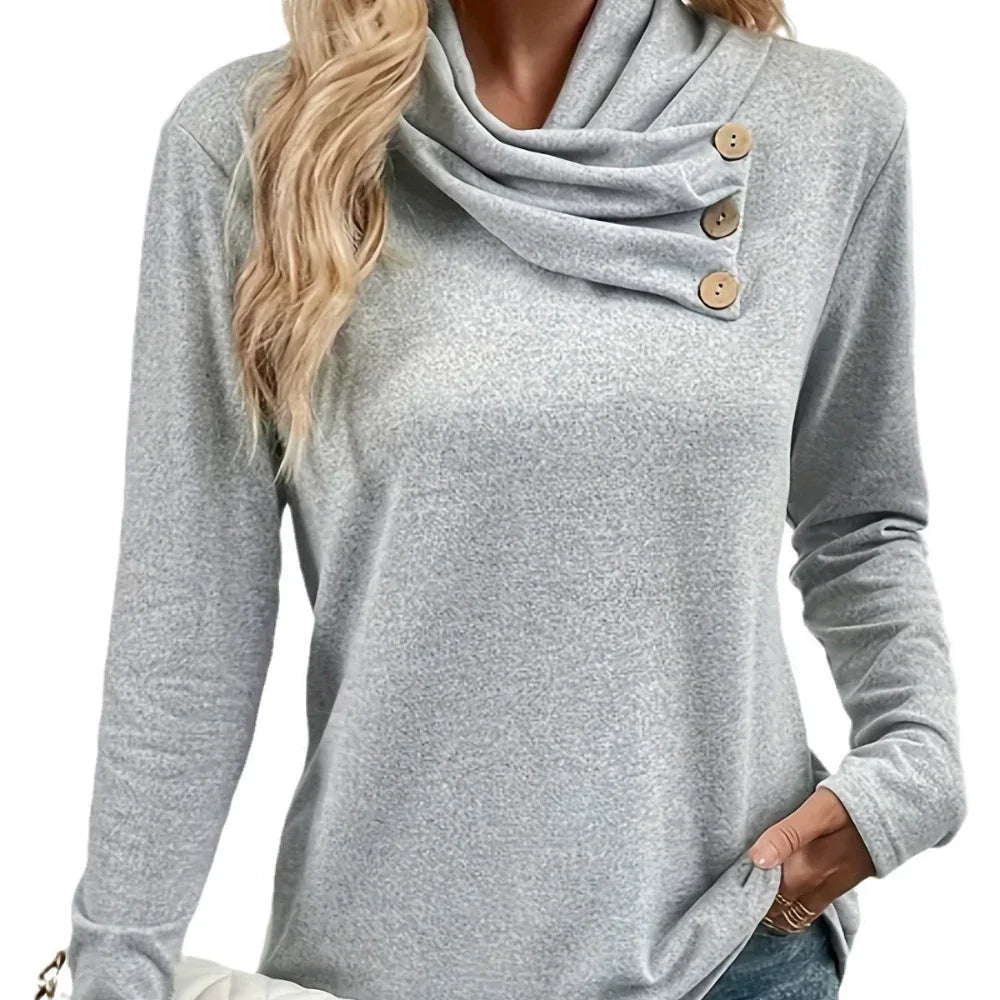 Haut de chemise boutonnée à col écharpe pour femme