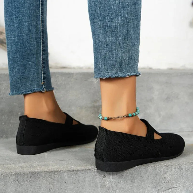 Chaussures plates en maille respirante pour femme Mocassins légers d'été