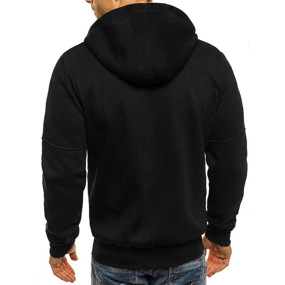 Sweat-shirt à capuche décontracté zippé pour homme, couleur unie, sport, fitness, gilet à capuche