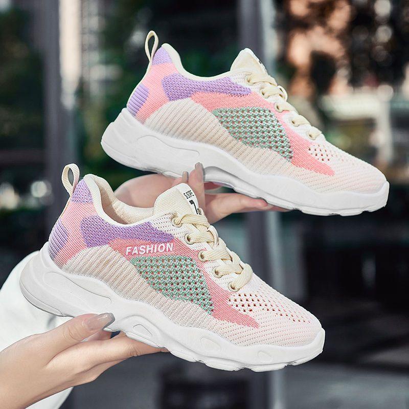 Baskets décontractées à lacets pour femmes Chaussures polyvalentes respirantes et légères pour la marche et la course à pied