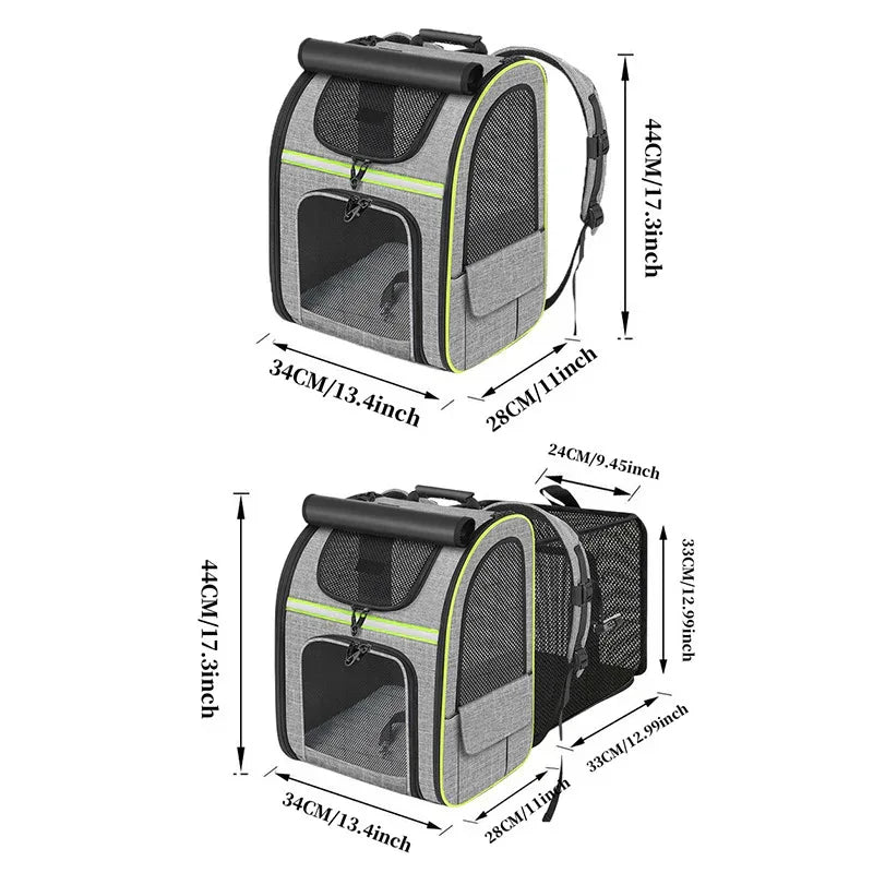 Sac à dos pour animaux de compagnie extensible, spacieux et respirant (pour chats et chiens)