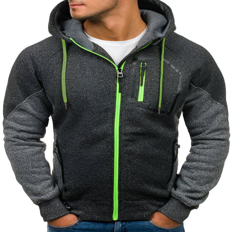 Herren-Langarm-Kapuzenpullover mit Brusttasche