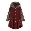 Manteau à capuche léopard en peluche à manches longues pour femmes pour l'automne et l'hiver