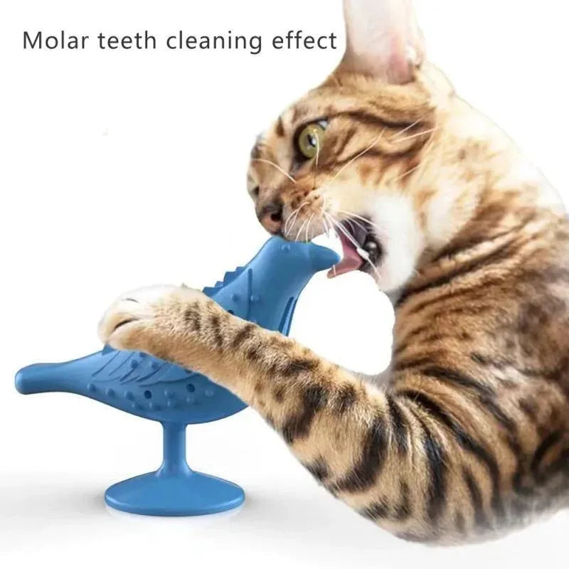 Jouet amusant pour chat qui distribue des friandises, jouet interactif en forme d'oiseau à mordre, mâcher et nettoyer les dents pour animaux de compagnie