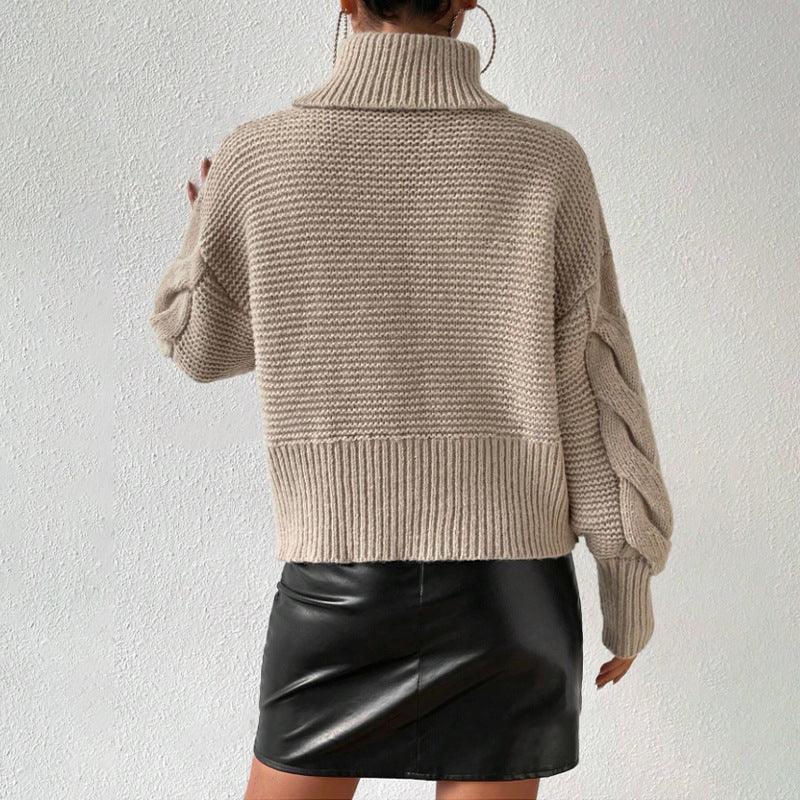 Pull ample torsadé de couleur unie pour femme
