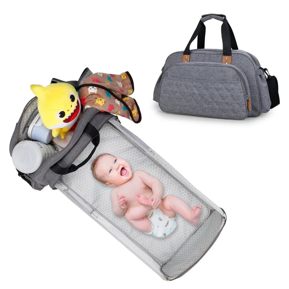Sac à langer polyvalent et convertible en lit de bébé avec matelas à langer