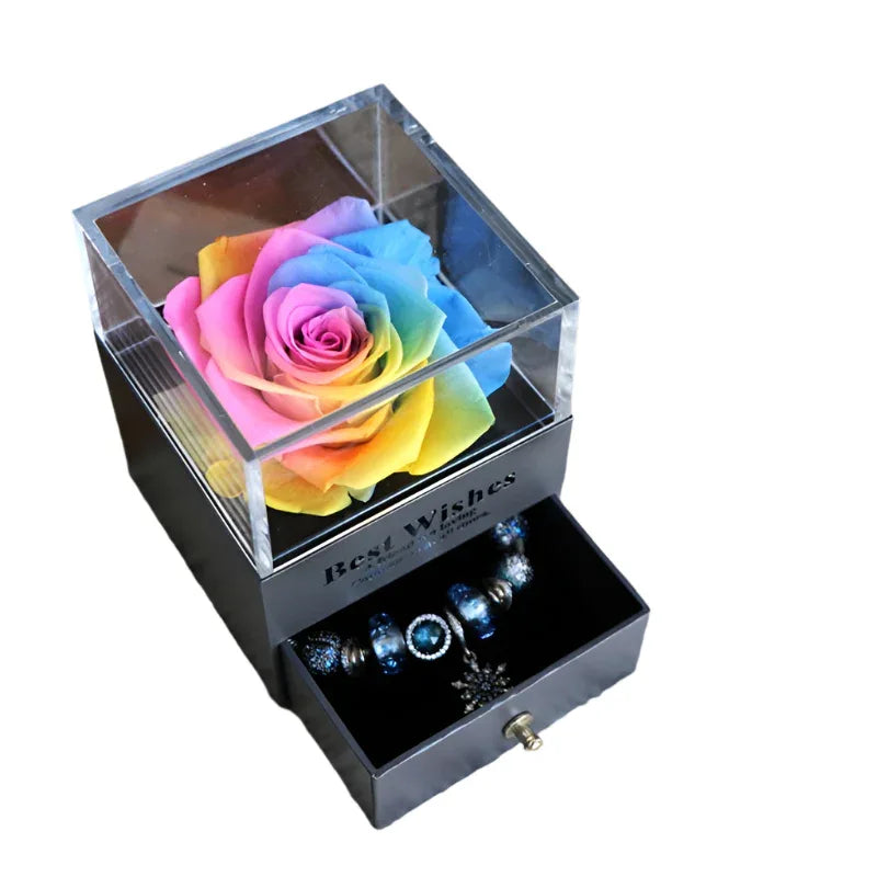 Ewige Romantische Blume Rose Schmuckschatulle für Geburtstagsgeschenke Valentinstag Hochzeitsgeschenk