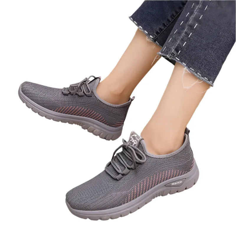 Damenschuhe Mesh Atmungsaktive Runde Zehen Outdoor Sneaker