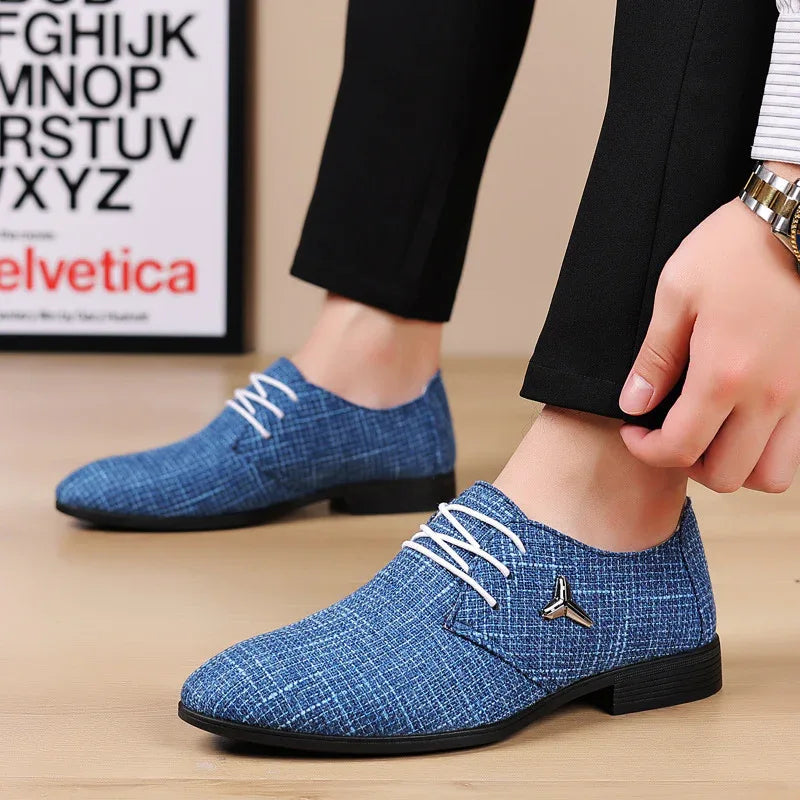 Chaussures en lin pointues respirantes pour hommes