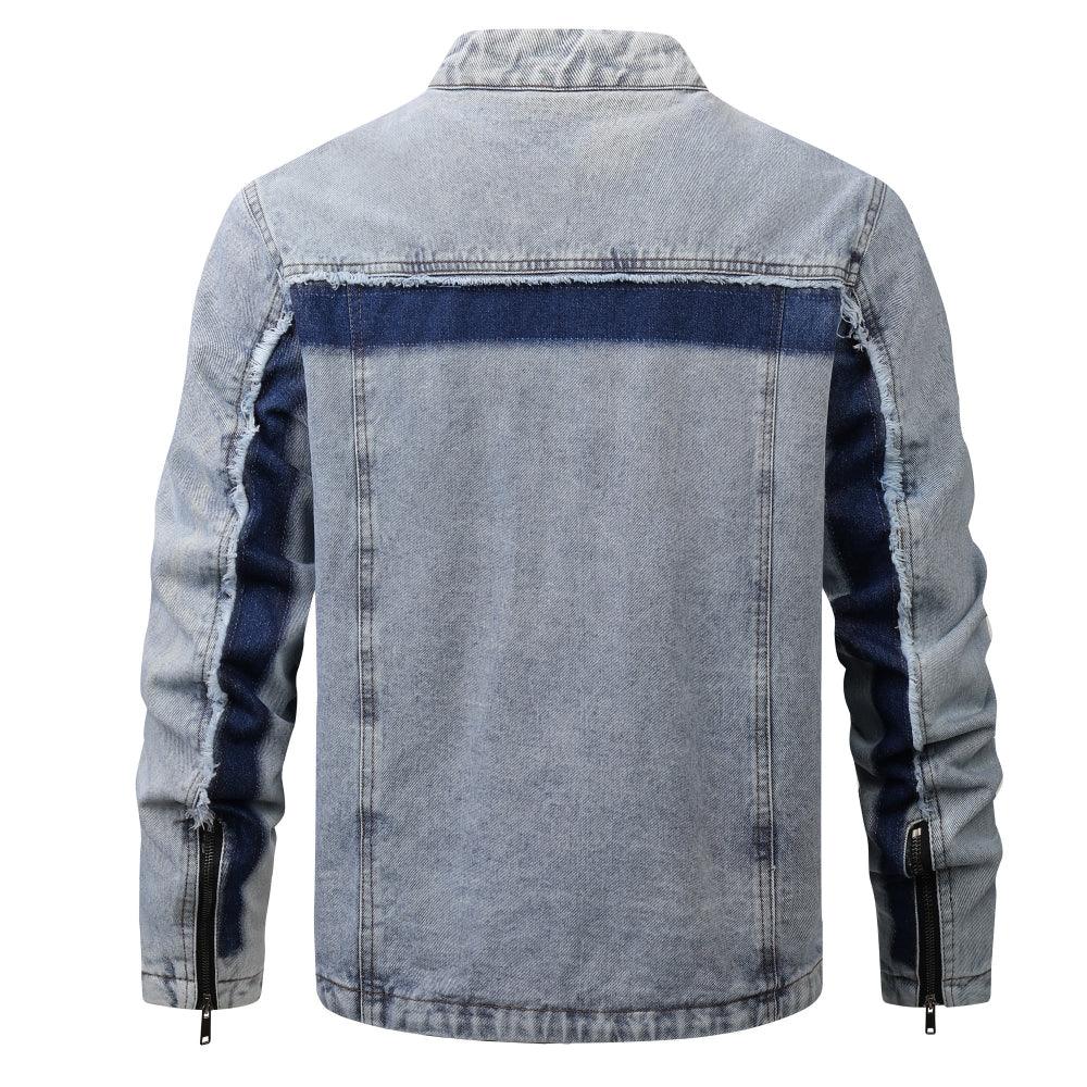 Veste rétro en jean patchwork pour homme