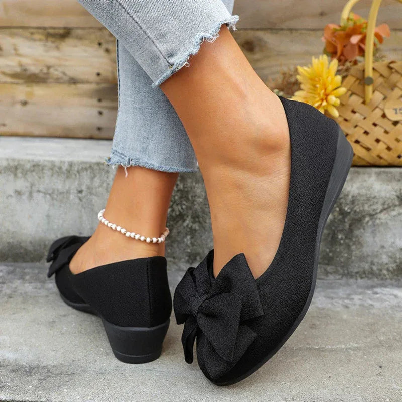 Chaussures plates à nœud, mode décontractée, bout rond, mocassins à enfiler pour femmes