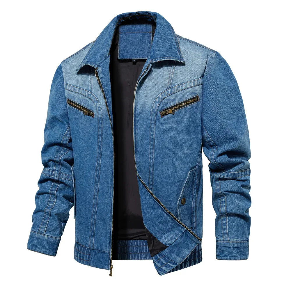Veste en jean homme, modèle multi-poches, vêtement d'extérieur printemps-automne