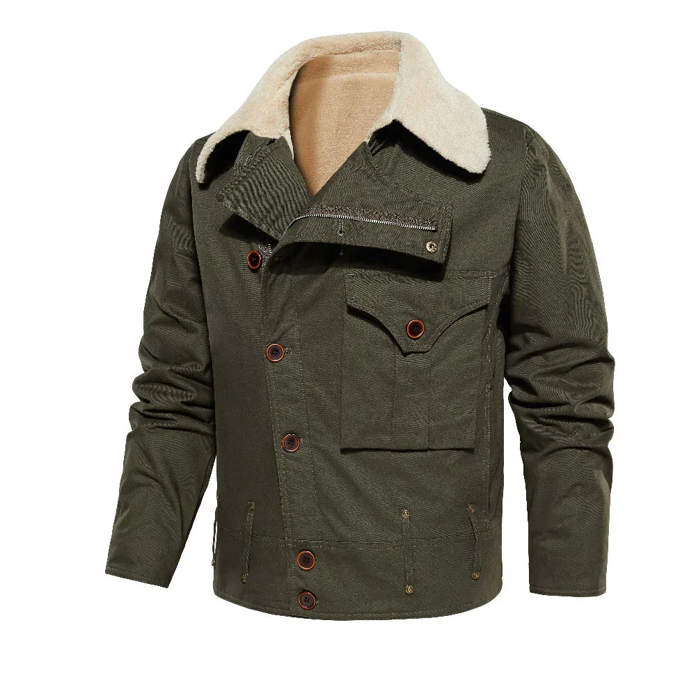 Veste de travail épaisse avec plusieurs poches Vêtement d'extérieur chaud pour homme automne et hiver