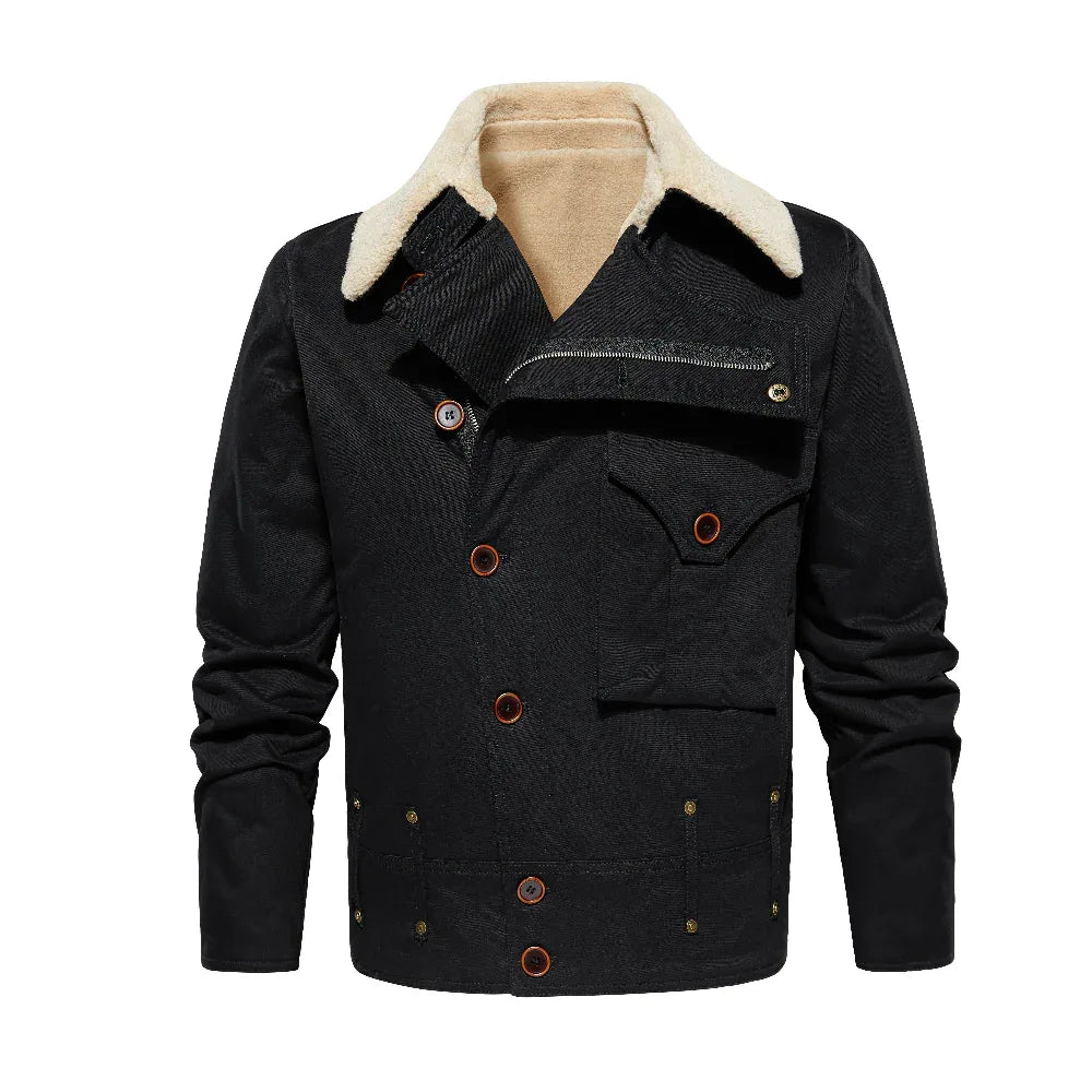 Veste de travail épaisse avec plusieurs poches Vêtement d'extérieur chaud pour homme automne et hiver