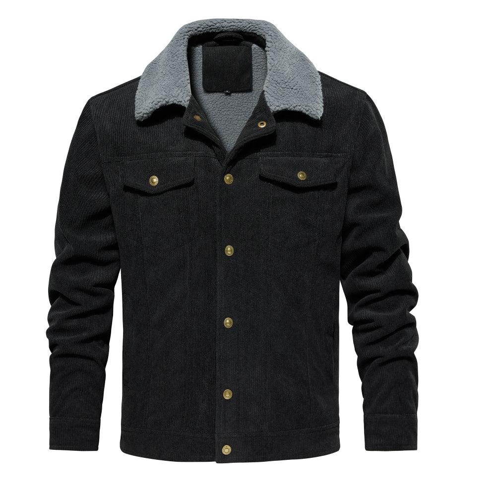 Veste en velours côtelé pour homme, doublée Sherpa, chaude et épaisse, coupe cargo, avec 5 poches
