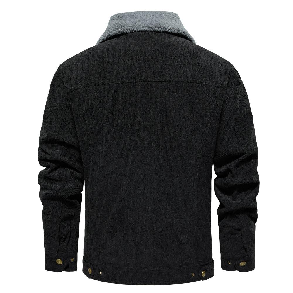Veste en velours côtelé pour homme, doublée Sherpa, chaude et épaisse, coupe cargo, avec 5 poches