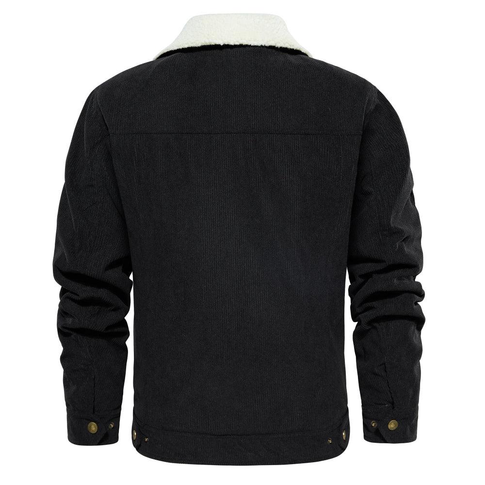 Veste en velours côtelé pour homme, doublée Sherpa, chaude et épaisse, coupe cargo, avec 5 poches