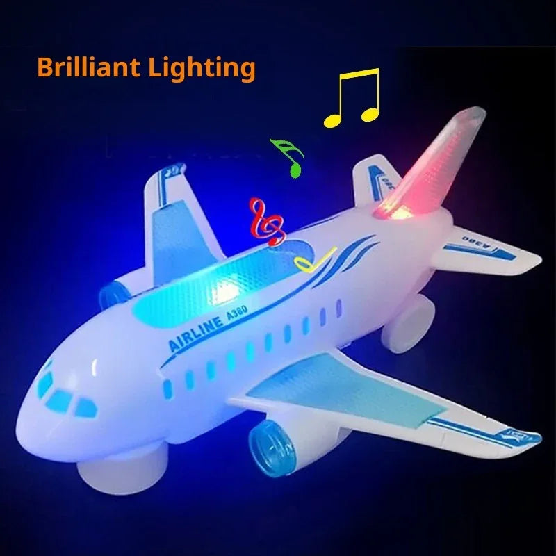 Jouet d'avion musical lumineux électrique et universel pour enfants