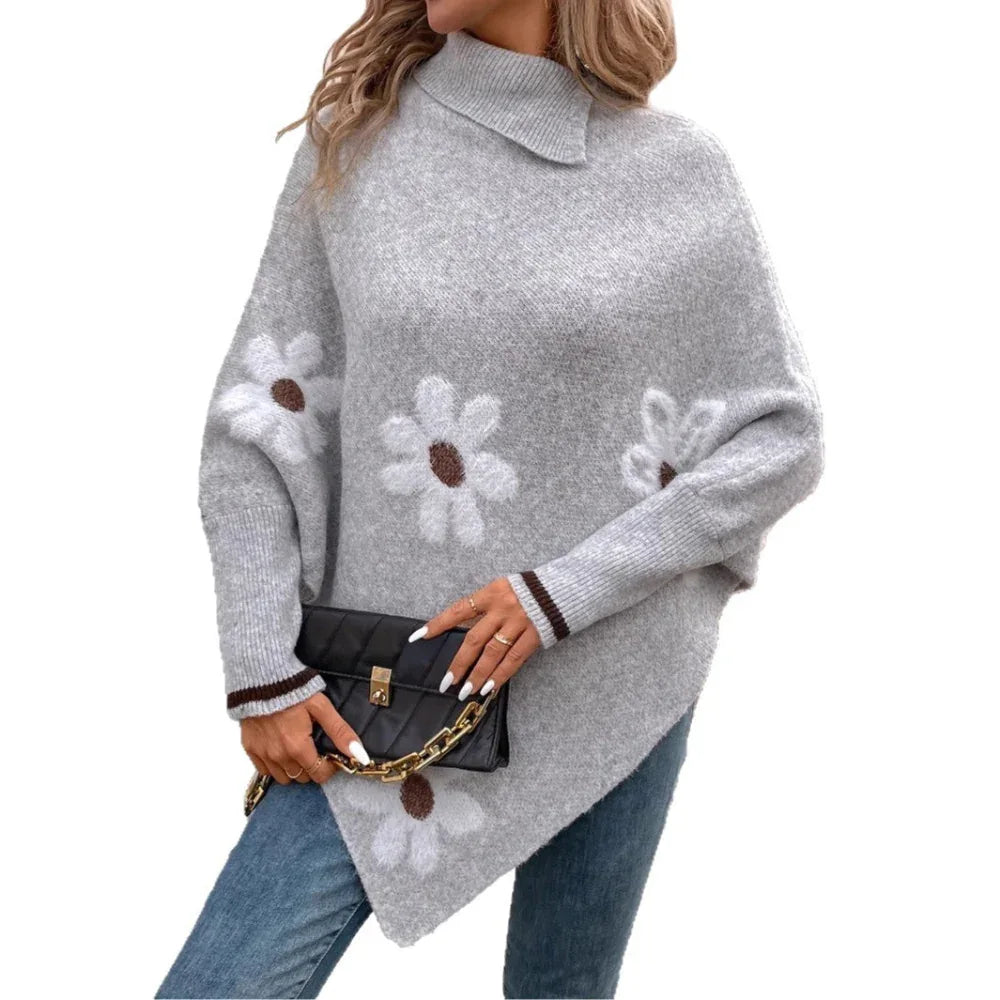 Pull jacquard fleuri pour femme