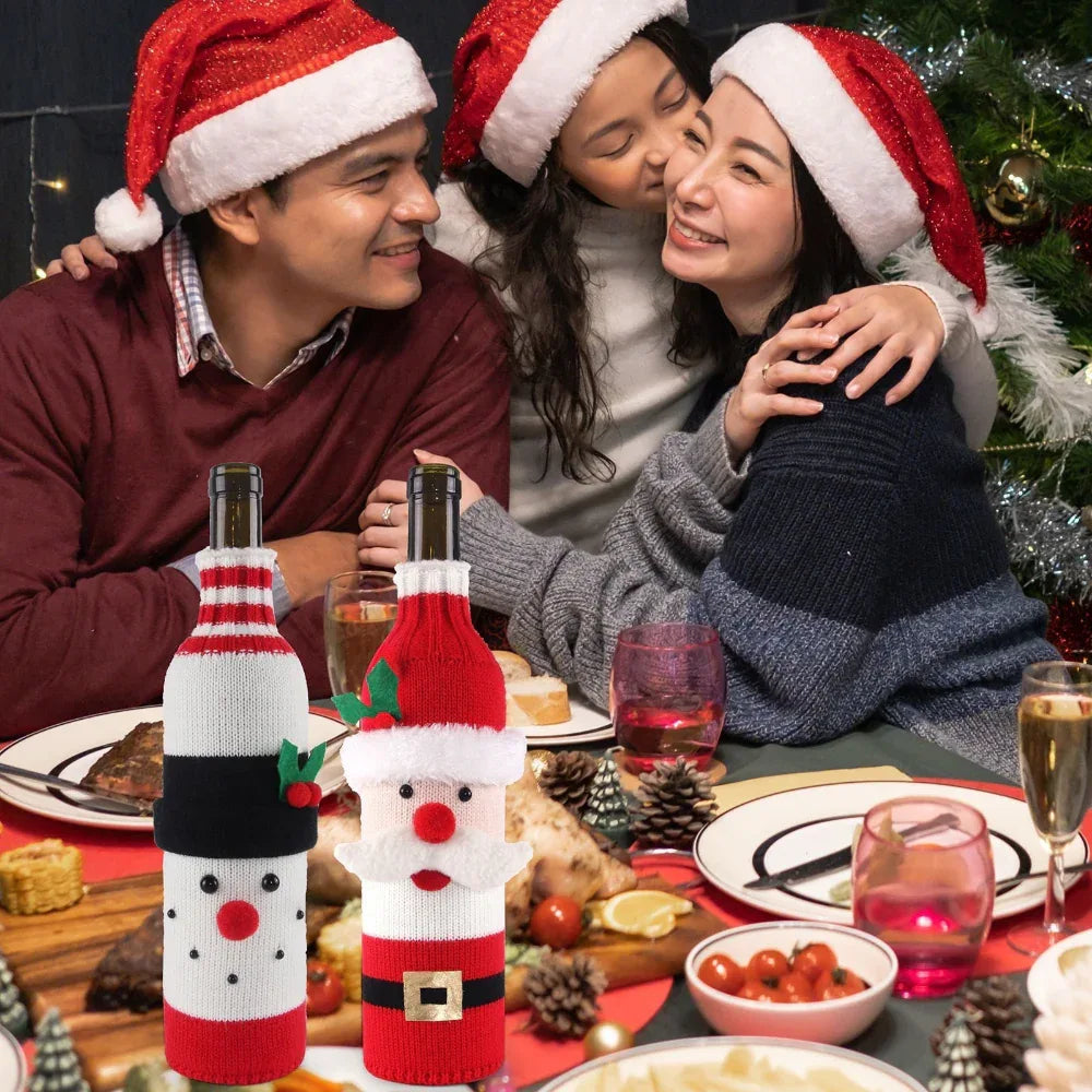 Décorations de table de Noël simples et élégantes - Housse de bouteille