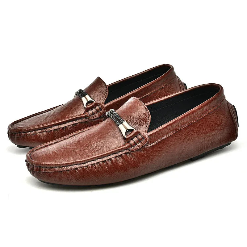 Übergrößen Cowhide Freizeitschuhe Herren Britische One Pedal Loafers