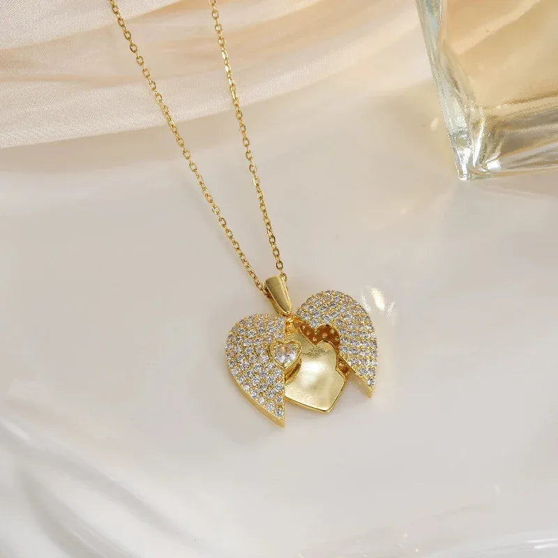 Collier pour femme à pendentif ailes ouvrantes et fermantes, chaîne de clavicule, bijoux