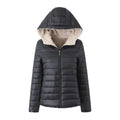 Veste d'hiver chaude en velours coupe courte ample à capuche pour femme