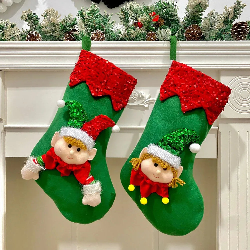 Décorations de Noël Habillage de fenêtre de cuisine Chaussette de sac cadeau de Noël