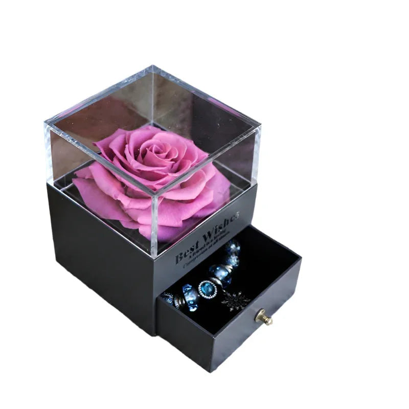 Ewige Romantische Blume Rose Schmuckschatulle für Geburtstagsgeschenke Valentinstag Hochzeitsgeschenk