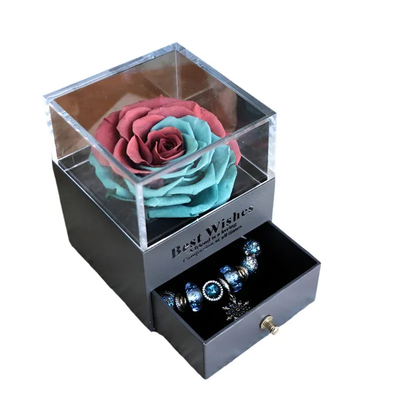 Ewige Romantische Blume Rose Schmuckschatulle für Geburtstagsgeschenke Valentinstag Hochzeitsgeschenk