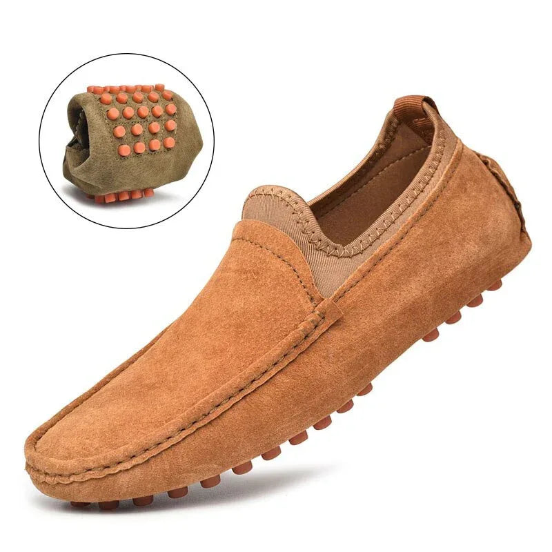 Chaussures Décontractées Homme Mocassins d'Été à Enfiler Respirants Grande Taille en Cuir Véritable