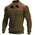 Pull en tricot patchwork à col cranté et fermeture éclair pour homme