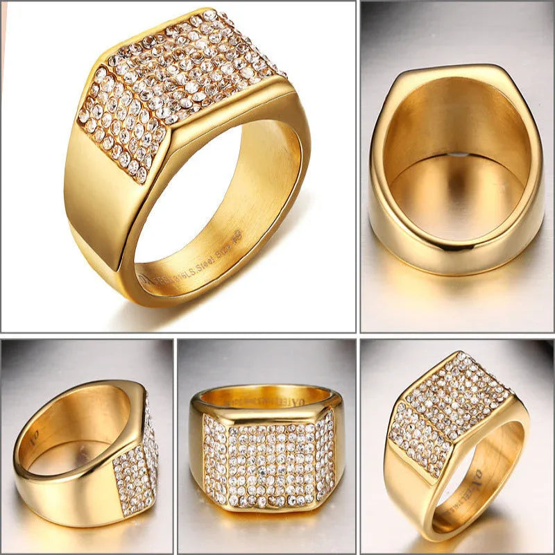 Bague pour homme en acier titane avec diamant