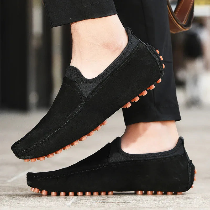 Chaussures Décontractées Homme Mocassins d'Été à Enfiler Respirants Grande Taille en Cuir Véritable