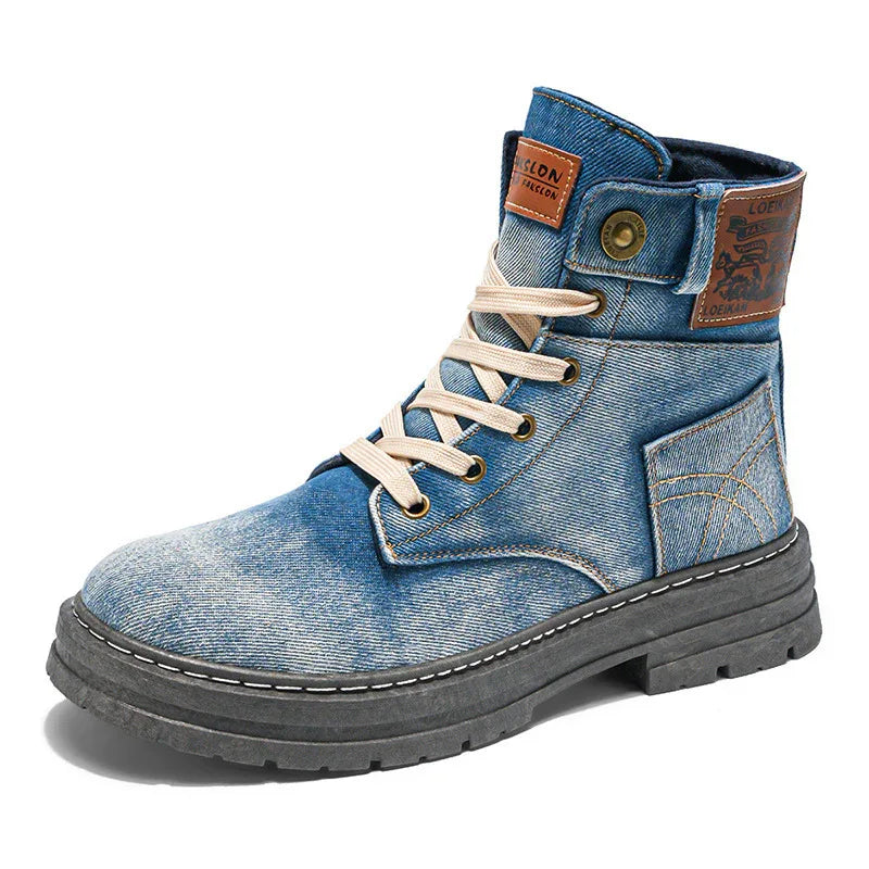 Bottes Martin décontractées en denim pour homme