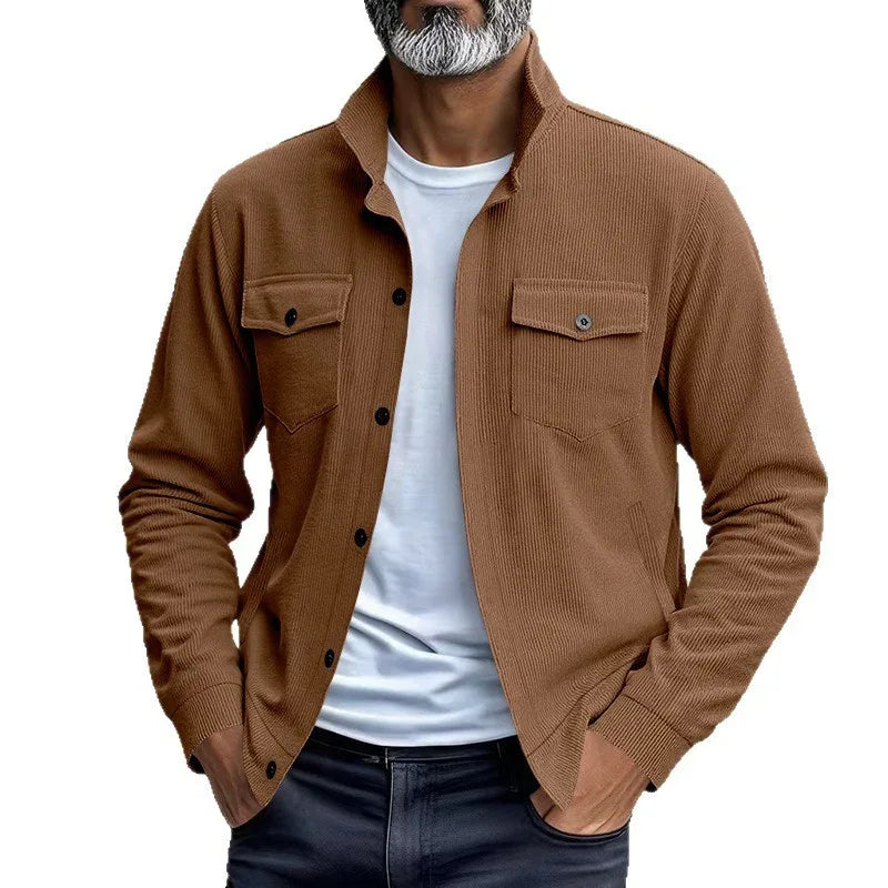 Veste Homme Col Montant Manches Longues Multi-Poches Simple et Polyvalente