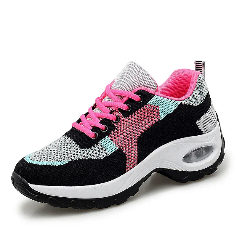 Obermaterial Mesh PU Sohle Polsterschuhe Damen Bequeme Atmungsaktive Sneaker Laufschuhe