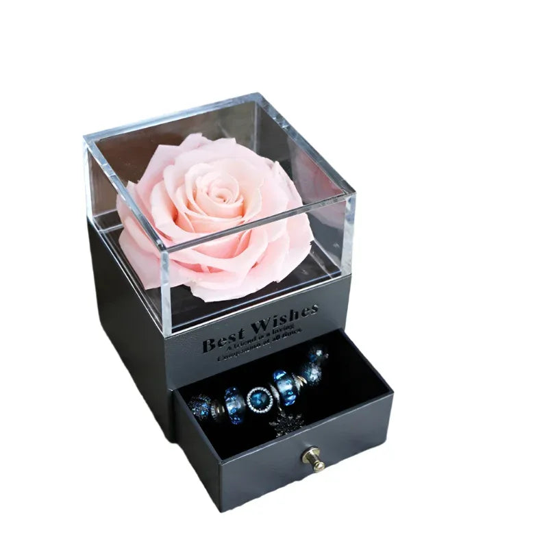 Ewige Romantische Blume Rose Schmuckschatulle für Geburtstagsgeschenke Valentinstag Hochzeitsgeschenk
