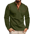 Herren Langarm Stehkragen Poloshirt für Frühling und Sommer
