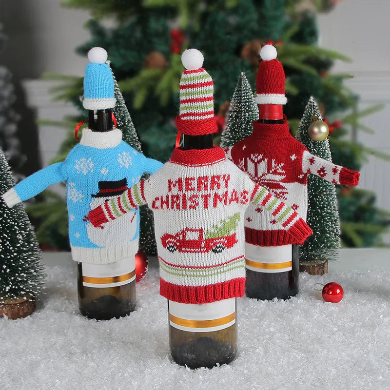 Décorations de Noël en tricot pour bouchons de bouteilles